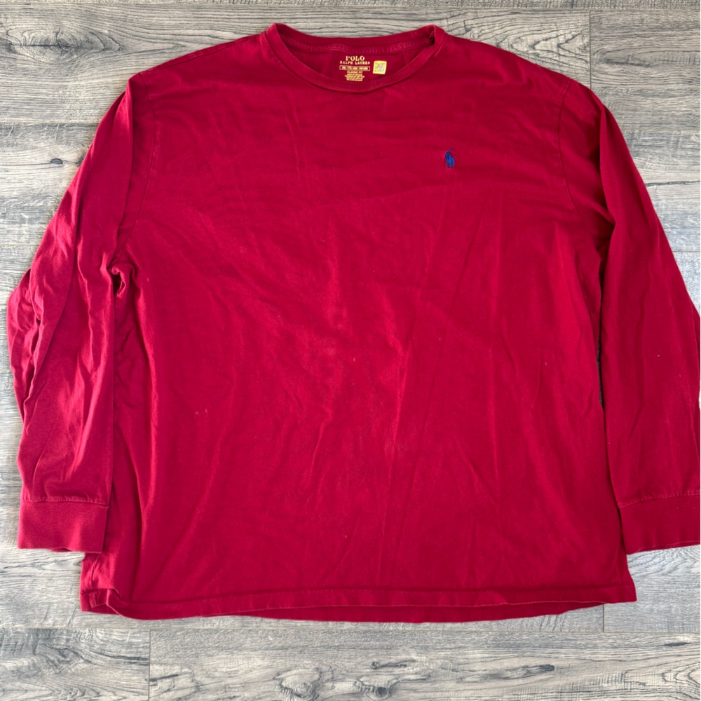 Polo Ralph Lauren Shirt Mens 2XL XXL Red Long Sleeve Pony Emboidered RL Adults